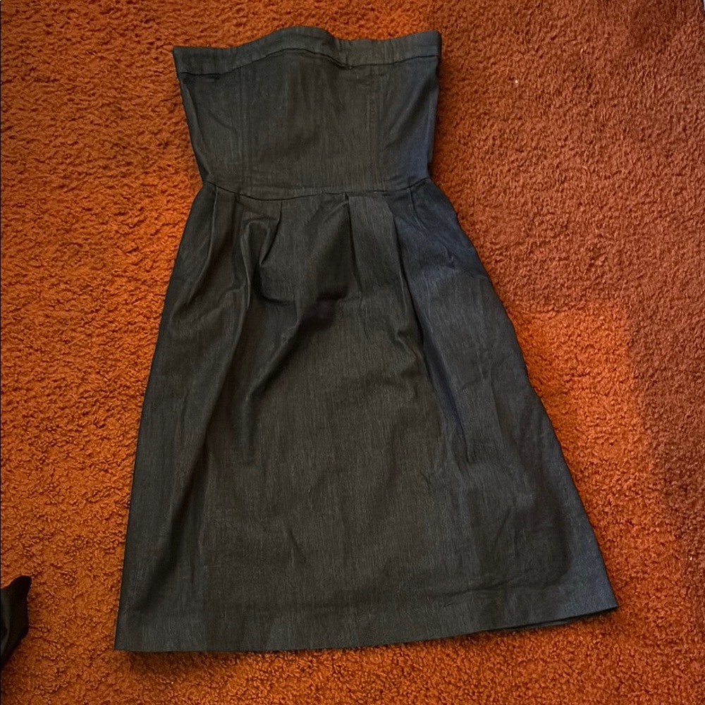 Zara Gray Strapless Pleated Sheath Dress
